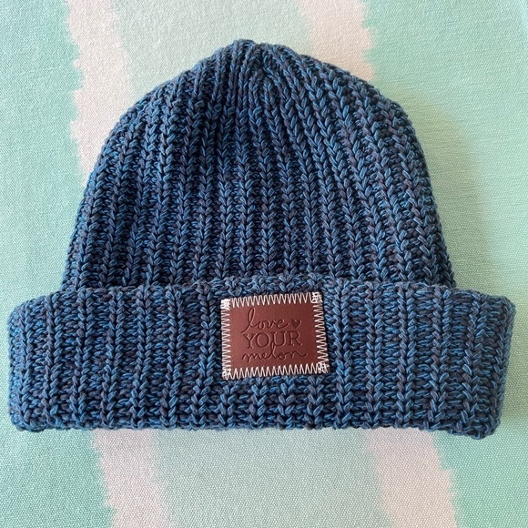 Love Your Melon Accessories - Love Your Melon Blue & Black Knit Beanie Hat Made in USA